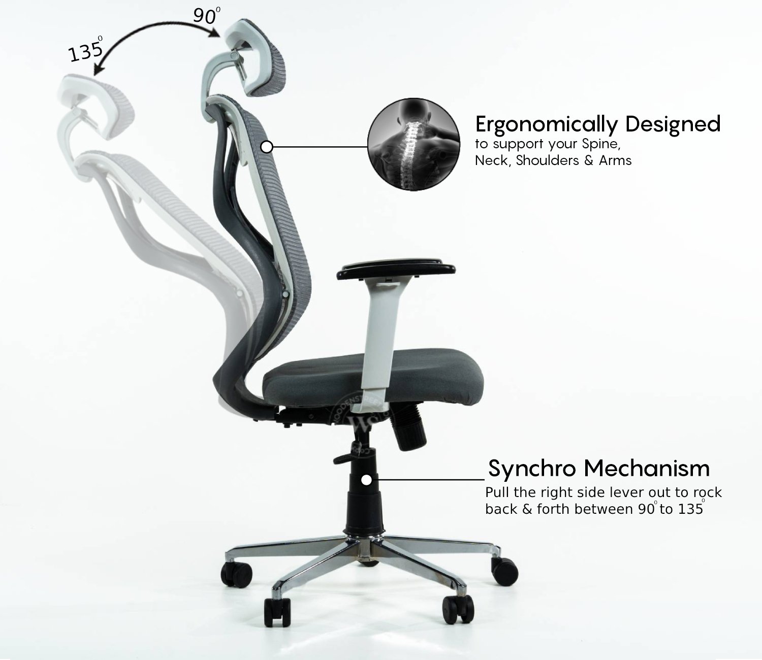 Ergopro Luxe High-Back Mesh Office Chair (Slate Gray) image 2